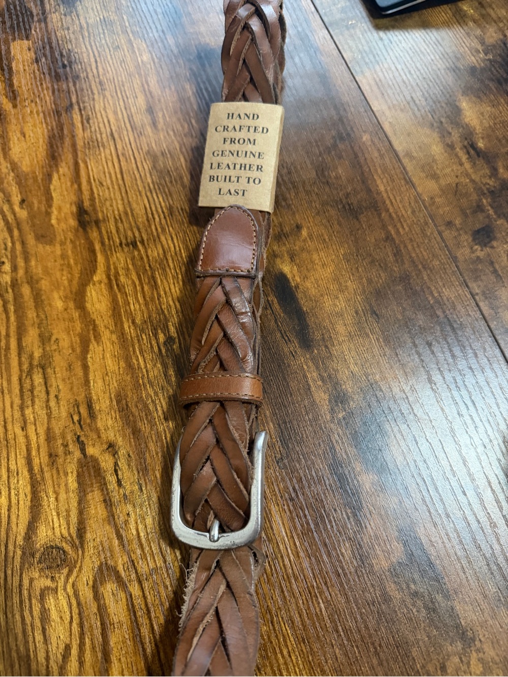 Handcrafted Brown Braided Leather Belt - Genuine Leather